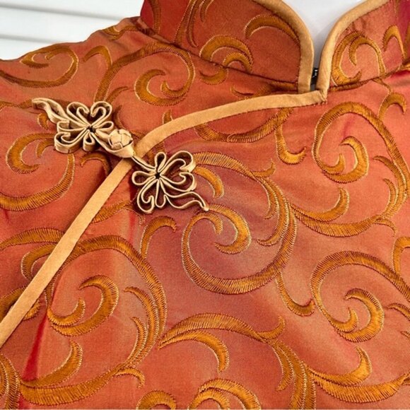 Gold Rust Brocade Qipao (Cheongsam) - Picture 10 of 15